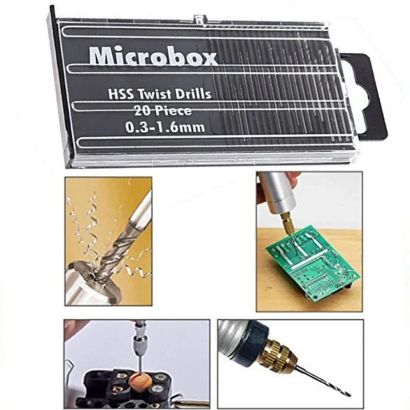 20Pcs Drill Bits For Precision Crafts Jewellery Watch Repair Model Making Hobby Work Electronics 0.3mm-1.6mm Mini HSS Spiral Dri,LK-AA154