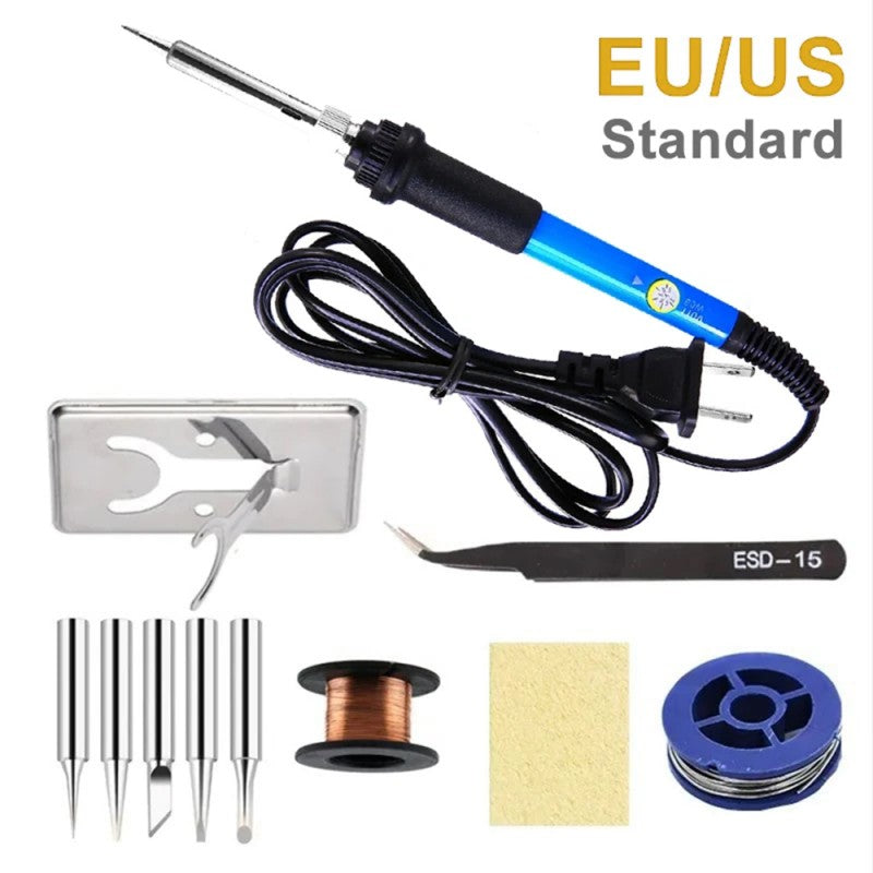 Adjustable Temperature 7-in-1 Electric Soldering Iron Kit, 60W Welding Repair Tool, LK-AA77