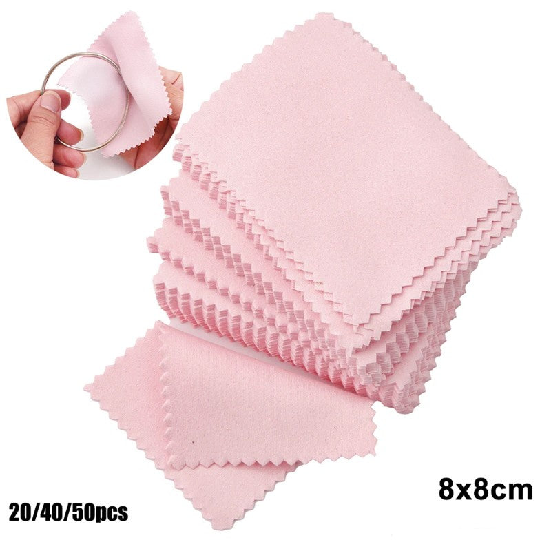 50pcs/Pack Pink Jewelry Polishing Cloth – 8cm x 8cm – Cleaning Cloth for 925 Sterling Silver,LK-AA111
