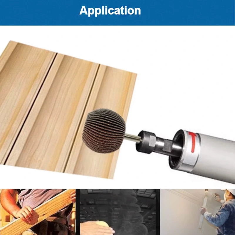 4PC Spherical Sandpaper Flap Wheel Set – 6mm Shank, 60/80/120 Grit Abrasive Polishing Tool for Precision Work LAKIMI LK-AA200