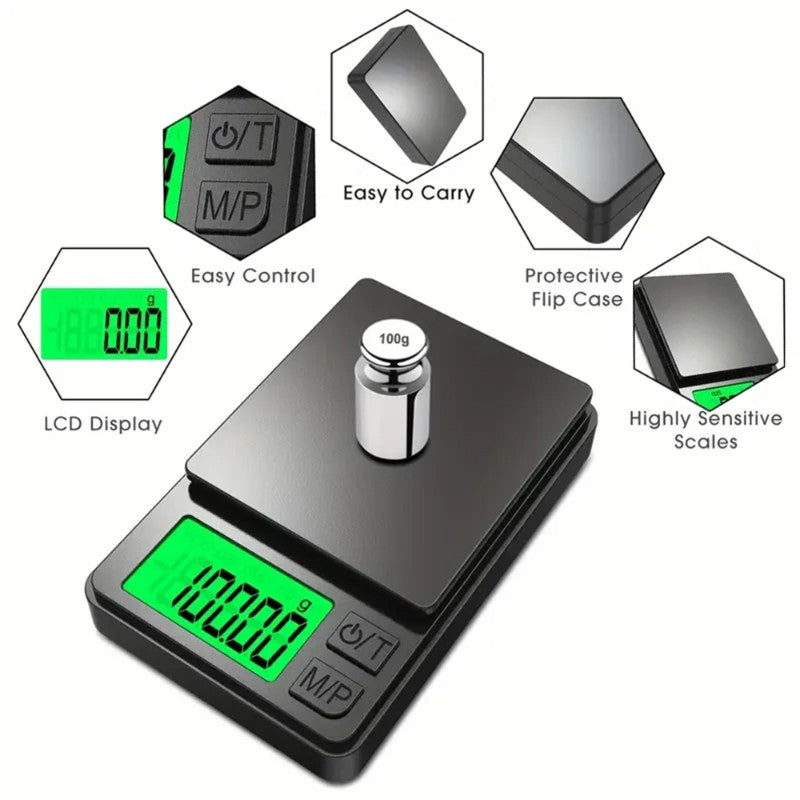 500g x 0.01g Precision Digital Jewelry Scale – High Accuracy Portable Gram Scale with Calibration Function & Clear Display, Ideal for Kitchen & Lab Use,LK-AA108