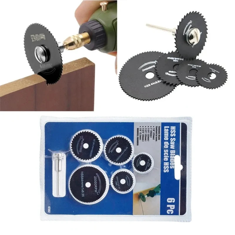 6pc Woodworking Metal Cutting Blade Electric Drill Circular Saw Blade High-speed Steel Electric Grinder Small Saw Blade Tool Set,LK-AA135