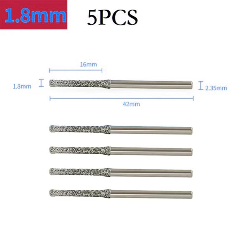 5PCS 0.8-2.5mm Diamond-Coated Drill Bits – Precision Tipped Bits for Tile, Jewelry, and Glass Drilling,LK-AA233