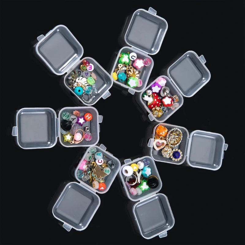 1-100pcs Mini Storage Box Transparent Square Plastic Case for Earring Ring Jewelry Packaging Portable Grocery Storage Organizer,LK-AA152