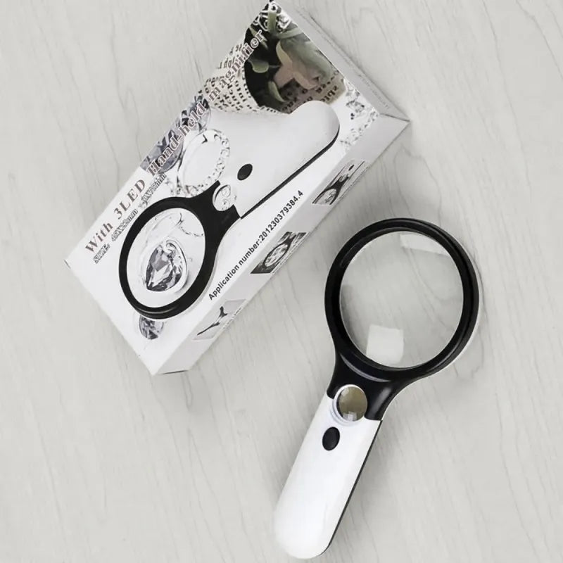 45x Handheld Magnifying Glass with 3 LED Lights for Reading and Jewelry Loupe, LK-AA43