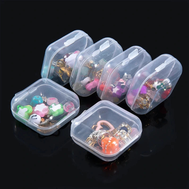 1-100pcs Mini Storage Box Transparent Square Plastic Case for Earring Ring Jewelry Packaging Portable Grocery Storage Organizer,LK-AA152