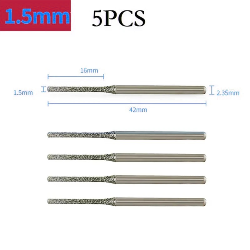 5PCS 0.8-2.5mm Diamond-Coated Drill Bits – Precision Tipped Bits for Tile, Jewelry, and Glass Drilling,LK-AA233
