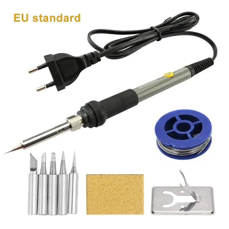 Adjustable Temperature 7-in-1 Electric Soldering Iron Kit, 60W Welding Repair Tool, LK-AA77