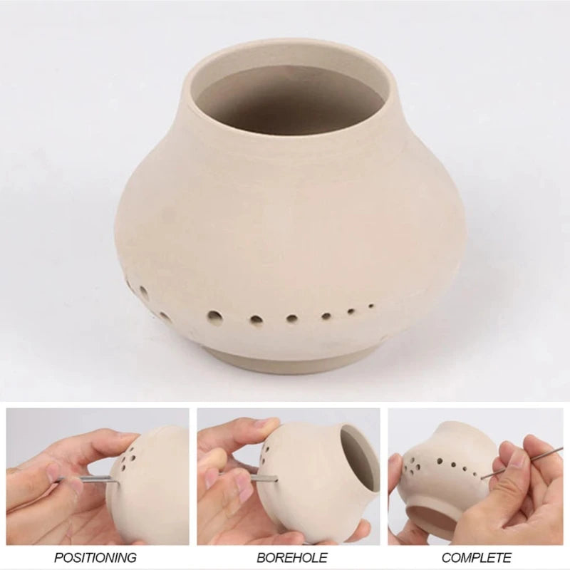 6 Pcs Pottery Stainless Steel Hole Puncher Carving Sculpture Modeling Punching Diy Ceramic Teapot Polymer Clay Tools,LK-AA173