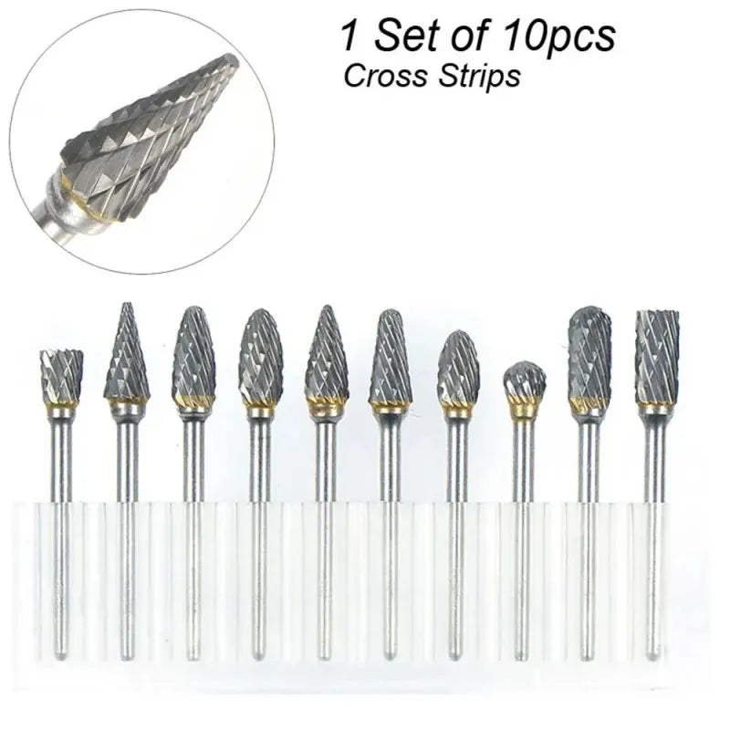 Tungsten Carbide Burr Set 1/4" For Woodworking Drilling and Metal Carving, LK-AA55