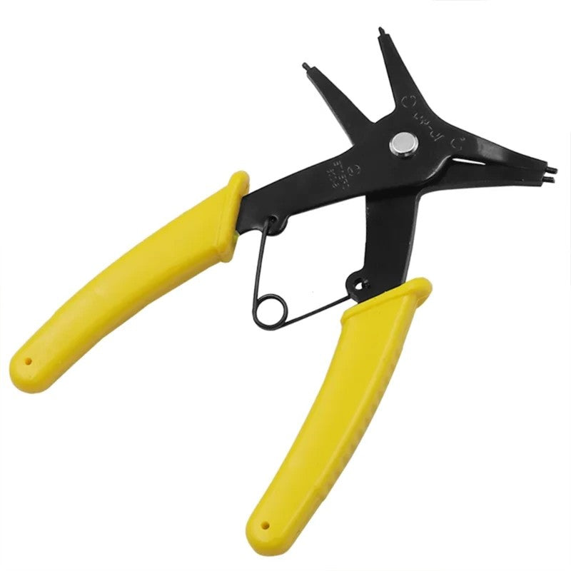 2-in-1 Internal and External Snap Ring Pliers – Spring-Loaded Dual-Purpose Tool for Mounting and Removing Circlips,LK-AA106