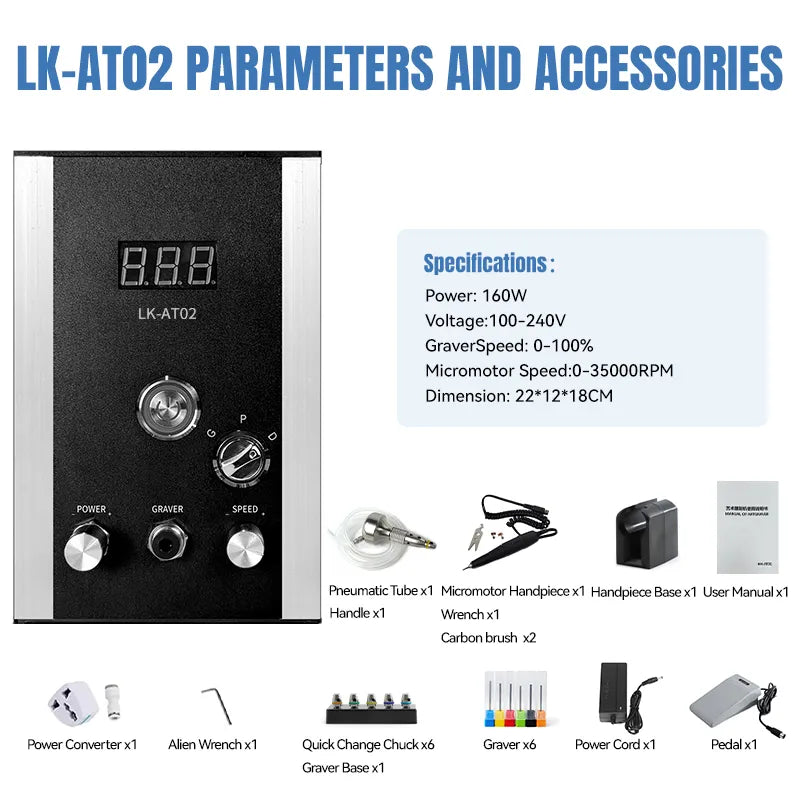 Air-Free Pneumatic Engraving Tools, LK-AT02