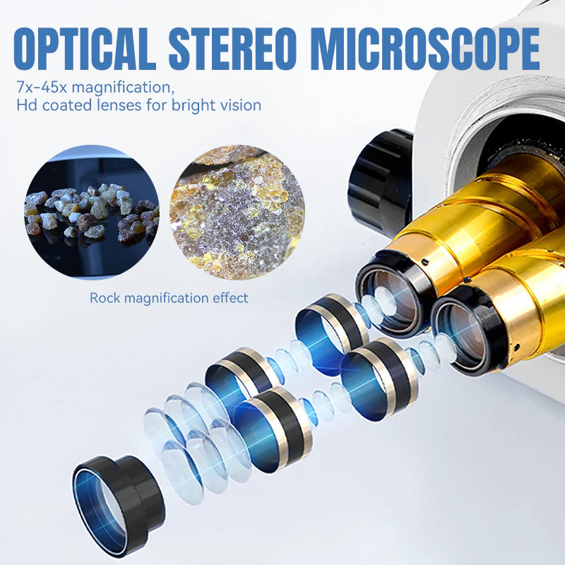 Trinocular Optical 7X-45X Stereo Microscope,LK-MS04B