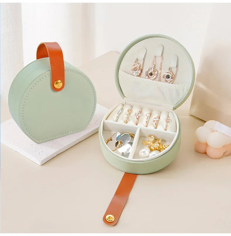 Semi-circular portable jewelry box