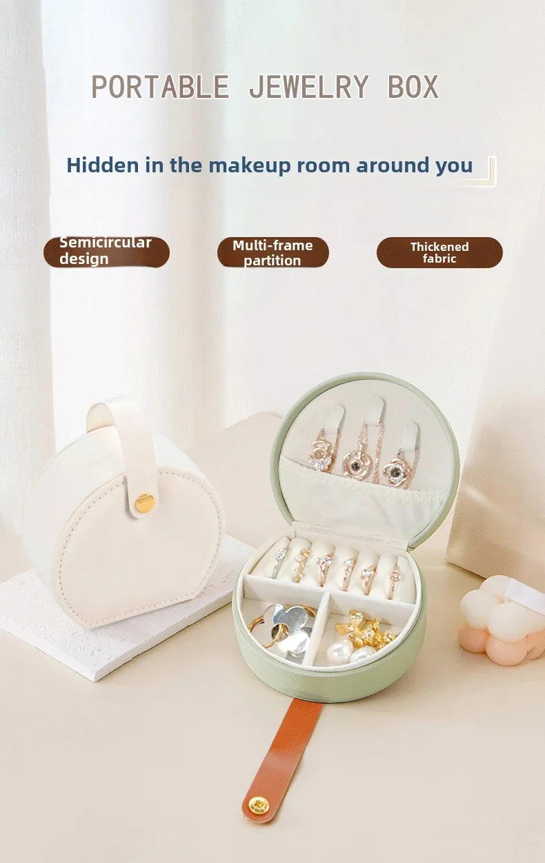 As per Semicircle Portable Jewelry Box Storage Box Princess Handbag Mini Earrings Necklace Ring Box Cross-border Spot,LK-AA246