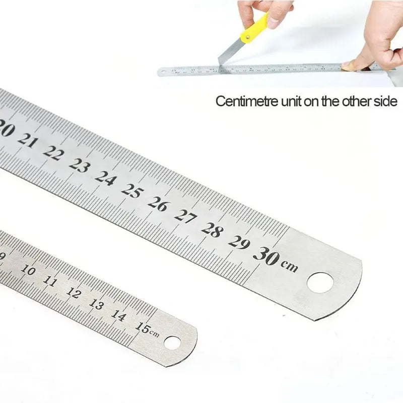 Double-Sided Stainless Steel Ruler, Metric & Inch Scale for DIY and Office Use, LK-AA85