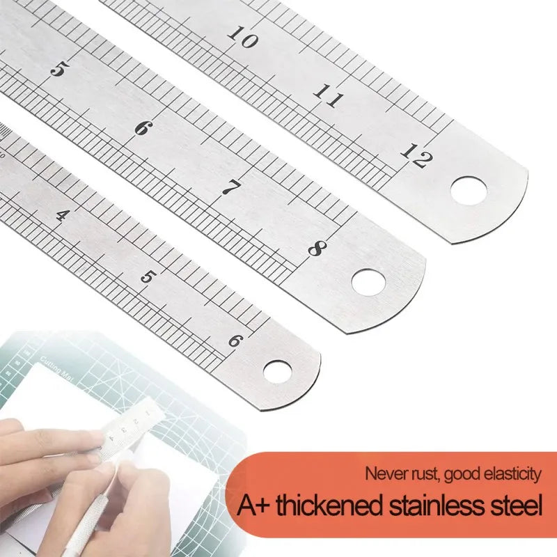  Double-Sided Stainless Steel Ruler, Metric & Inch Scale for DIY and Office Use, LK-AA85