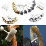 9pcs Steel Wire Brass Brush Rotary Tool Electric Dremel Drill Bit Polishing Grinding Wheel T-shaped Brush Accessories,LK-AA138