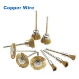 9pcs Steel Wire Brass Brush Rotary Tool Electric Dremel Drill Bit Polishing Grinding Wheel T-shaped Brush Accessories,LK-AA138