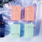 2 Pcs Pink Blue Color Cross Bowknot High Quality Paper Ring Necklaces Earrings Jewelry Square Package Gift Boxes Sets for Women,LK-AA151