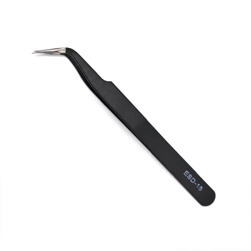 6PCS Anti-Static Stainless Steel Precision Tweezers Set – ESD-Safe Tools for Electronics Repair, Soldering, and Crafts,LK-AA114