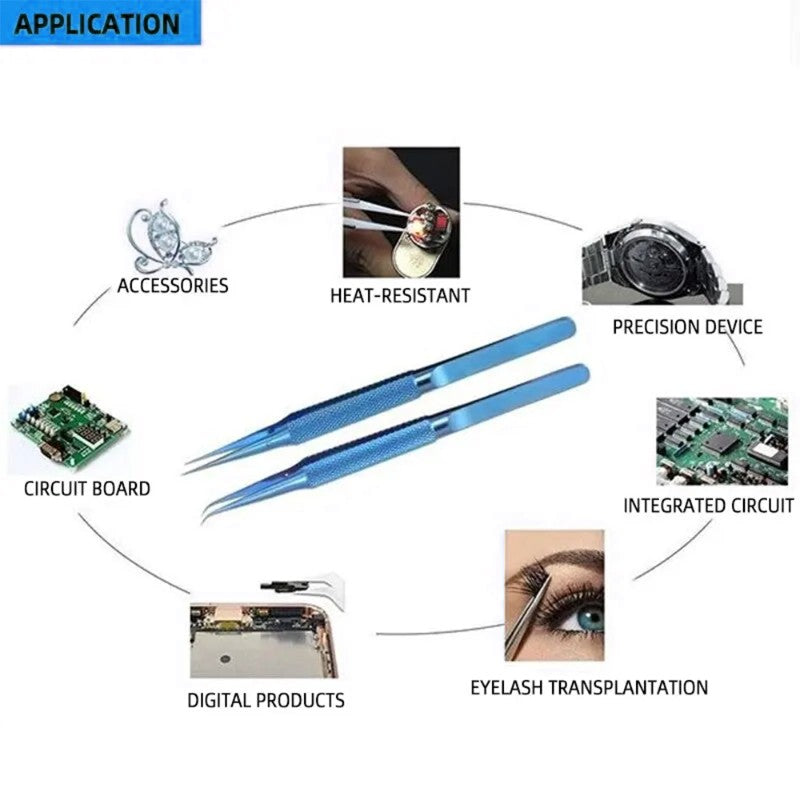 1PC Titanium Alloy Fingerprint Flying Wire Tweezers – 0.15mm Fine Tip – Curved or Straight – for Phone Repair,LK-AA112