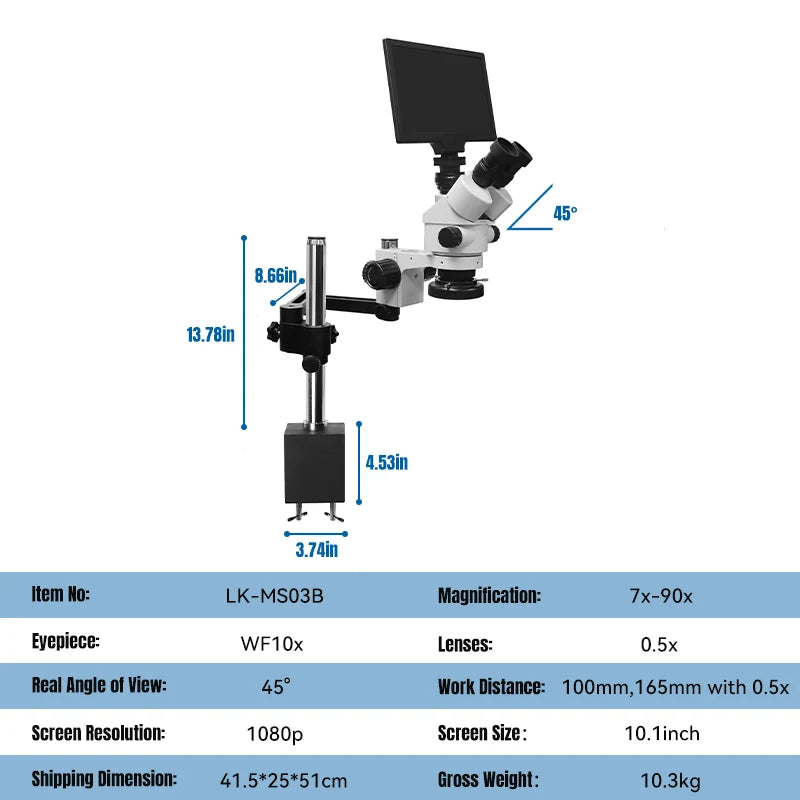 Stereo Zoom Microscope with Digital, LK-MS03B