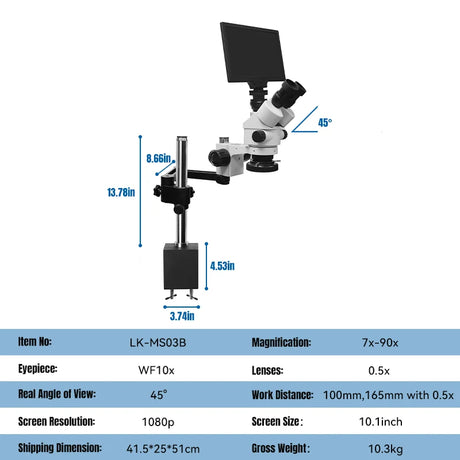 Stereo Zoom Microscope with Digital, LK-MS03B