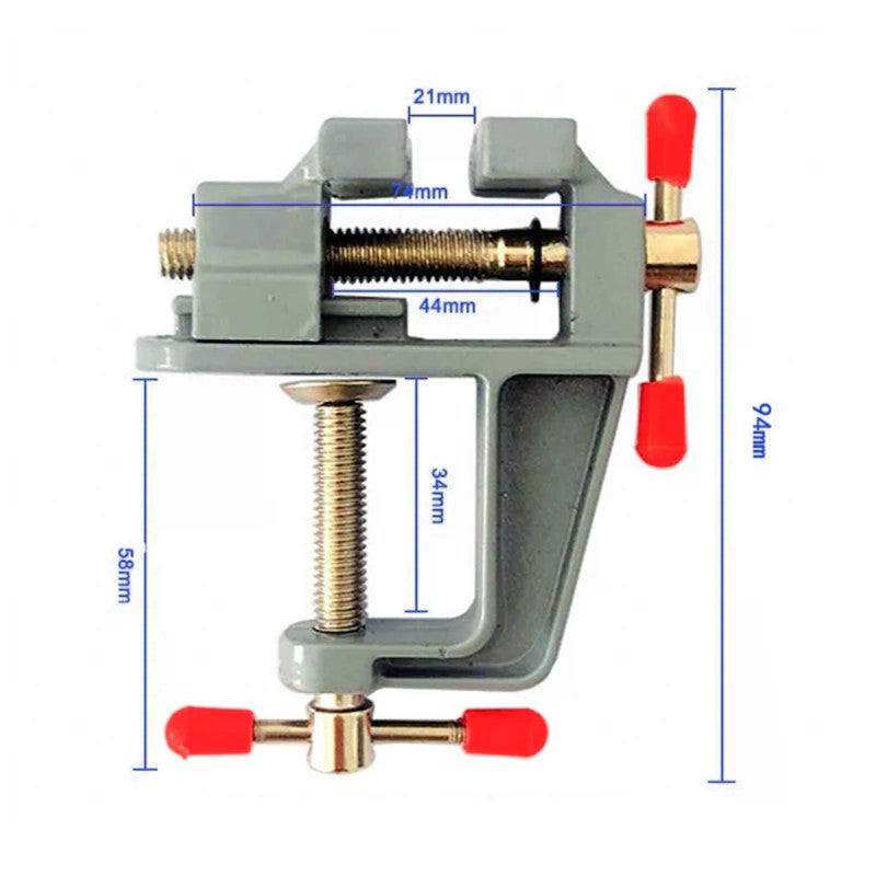 Mini Bench Vise – Multi-Functional 35mm Aluminum Miniature Clamp for Jewelers, Hobbyists, and Small Projects, Mounts on Table, Flat Pliers Tool Vice,LK-AA119