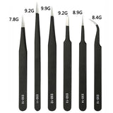 6PCS Anti-Static Stainless Steel Precision Tweezers Set – ESD-Safe Tools for Electronics Repair, Soldering, and Crafts,LK-AA114