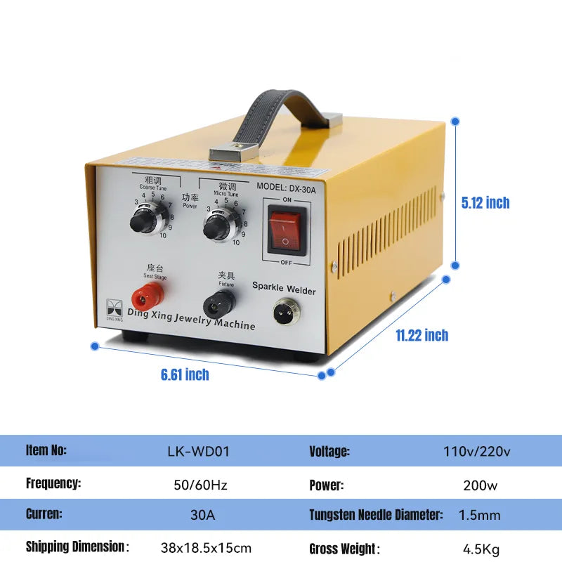 30a Pulse Spot Welder for Jewelry Gold, Silver & Platinum Welding, LK-WD01