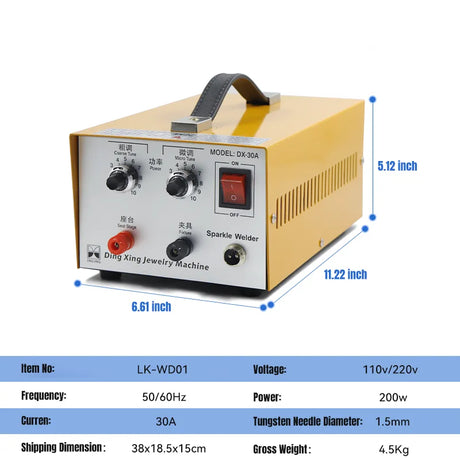 30a Pulse Spot Welder for Jewelry Gold, Silver & Platinum Welding, LK-WD01