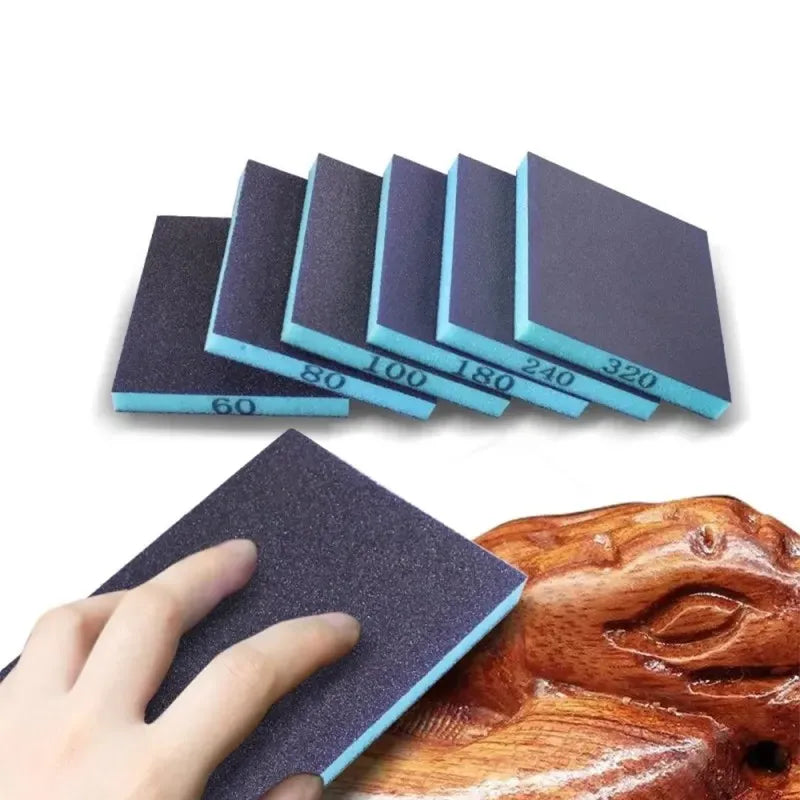 6PCS Reusable Sanding Sponges, 60-320 Grit Wet/Dry Abrasive Blocks for Polishing Metal and Wood,LK-AA96