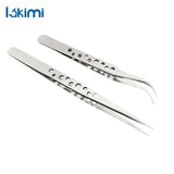 2-Piece Anti-Static Stainless Steel Tweezers Precision Angled and Straight, LK-TW11