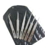 6-Piece Stainless Steel Tweezers Set with Straight and Angled Tips, LK-TW14