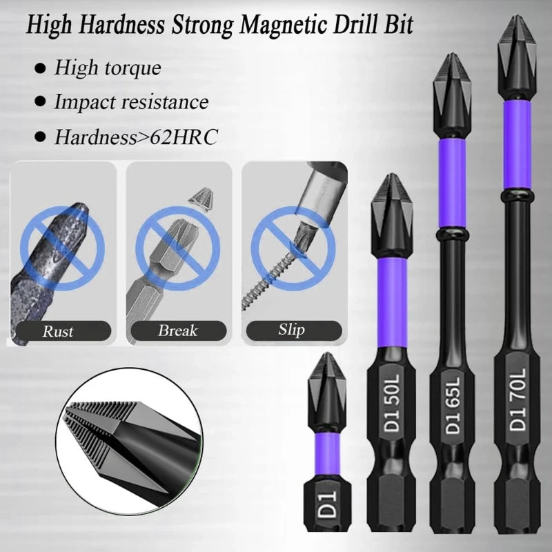Magnetic Screwdriver Bits 12 Pcs – Non-slip Shockproof Phillips Impact Hex Shank Alloy Steel Suitable Power Tools,LK-AA242 - Image 2