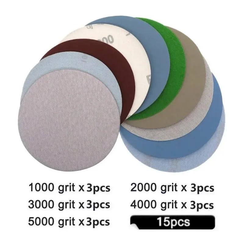 15-Piece Hook and Loop Round Sanding Discs – 125mm, Grit Range 1000 to 5000,LK-AA99 - Image 2