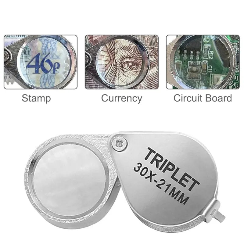 Foldable 10-30X Jewelry Loupe, Pocket Magnifier for Reading and Diamond Inspection, LK-AA83