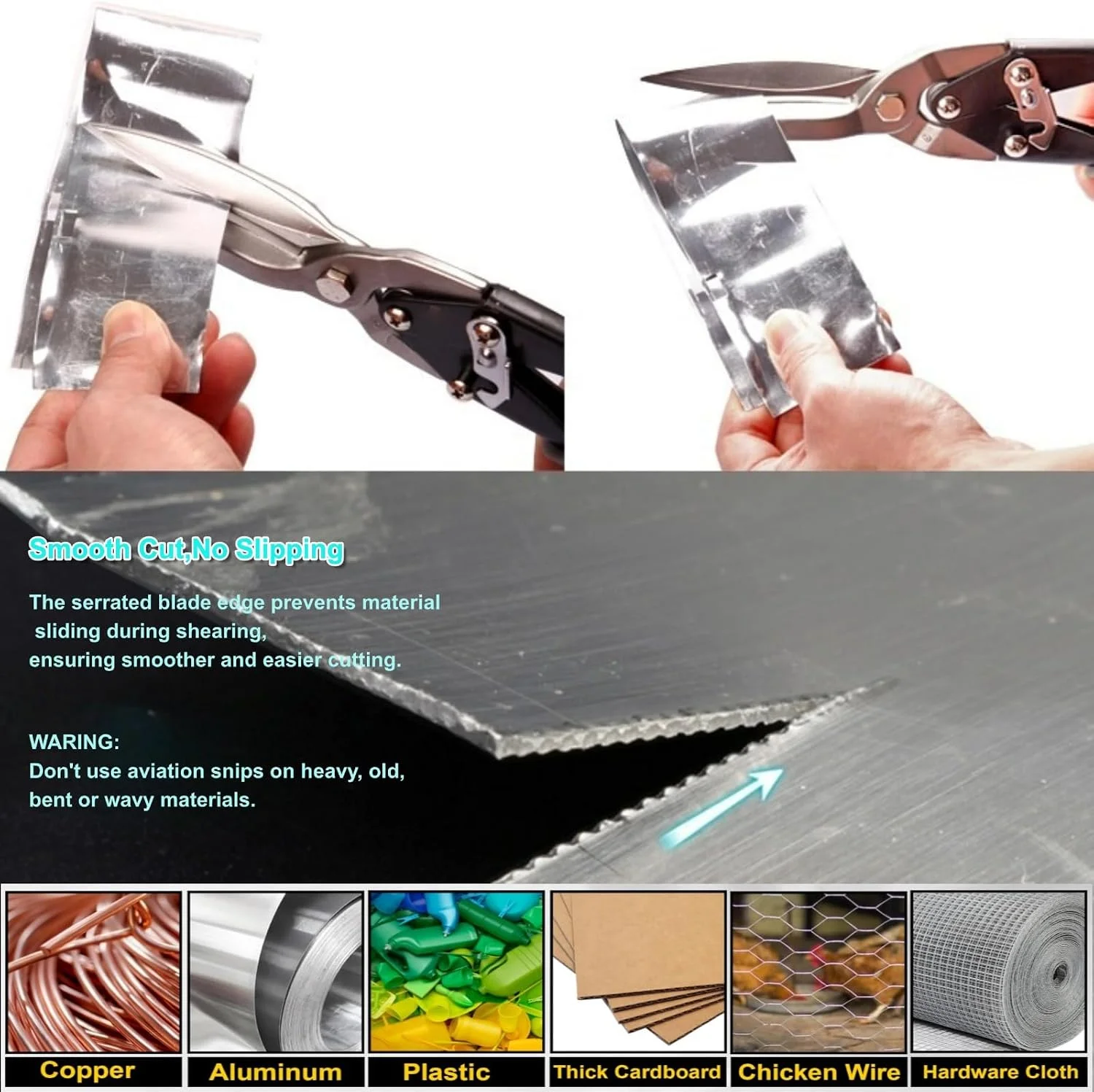 Heavy Duty Tin Snips 10 Inch CR-V Metal Cutter - Image 7